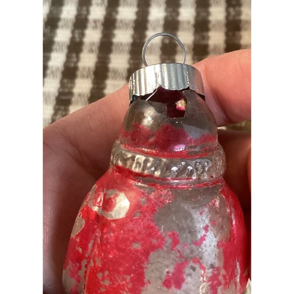 Vintage Mercury Glass Santa Claus Small Christmas Tree Ornaments Painted - Picture 8 of 11